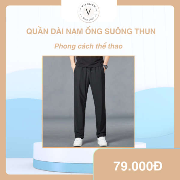 Quần dài nam ống suông thun Poly